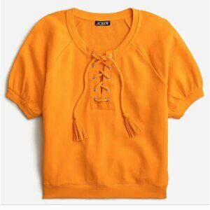 🍊✨ J.Crew University Terry Short-Sleeve Lace-Up Shirt (NEW WITH TAG) ✨🍊